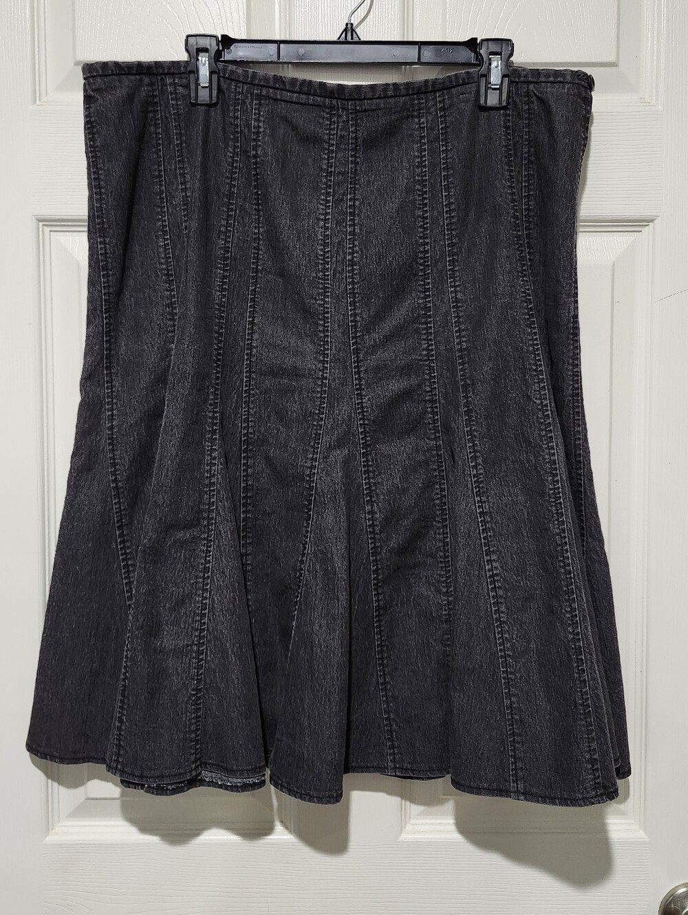 Westbound Woman Black Denim Paneled A-Line Skirt Size 16W